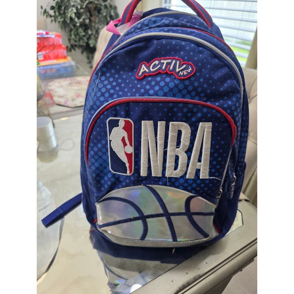 Activ New NBA Basketball Backpack Blue Red Holographic Kids School Bag